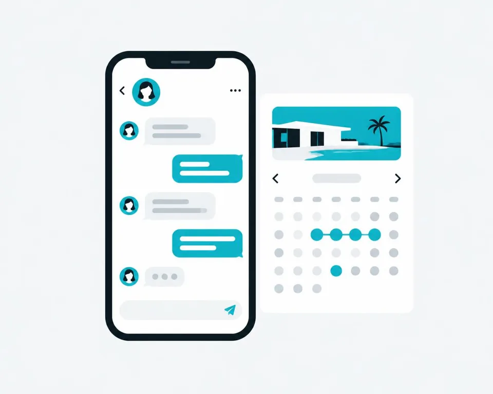 Illustration : messagerie voyageurs sur smartphone et calendrier des réservations